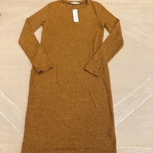 Hello MIZ Brown Long Sleeve Sheath Dress